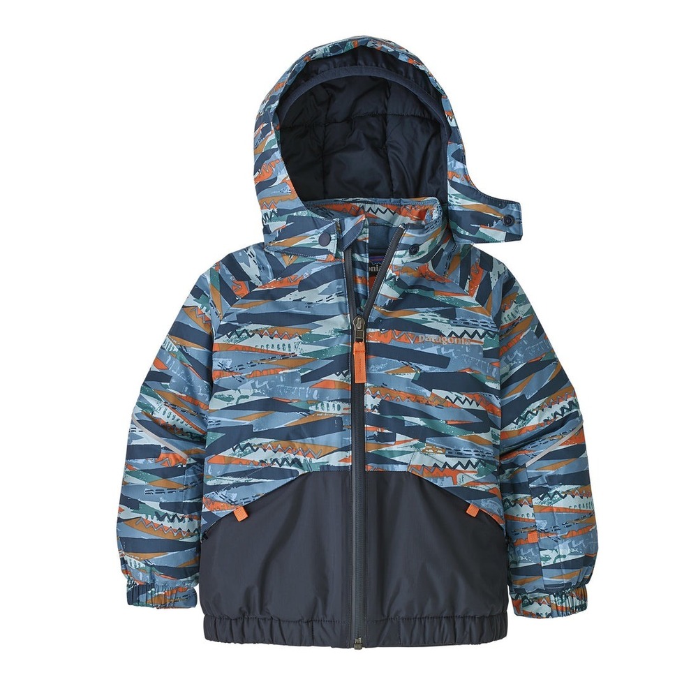 Patagonia Baby Boys Jacket Snow Pile Hooded Play Stripe Woolly Blue Orange 2T